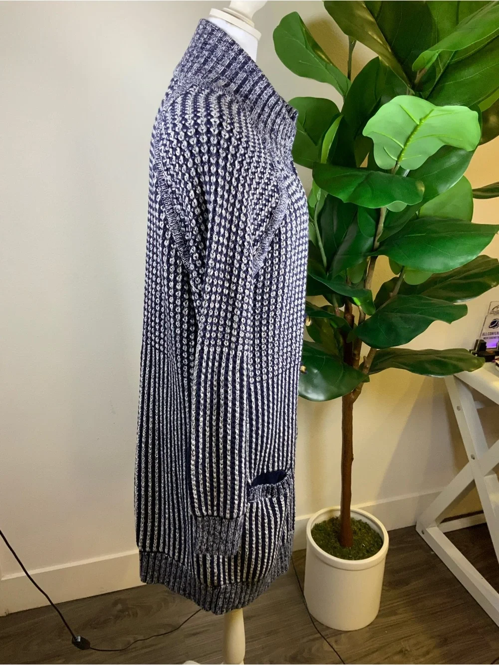 GAP Navy and White Teddy Toggle Cardigan Jacket
